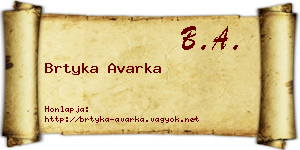 Brtyka Avarka névjegykártya